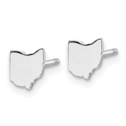 Sterling Silver Silver/Rhodium Plated Ohio State Earrings