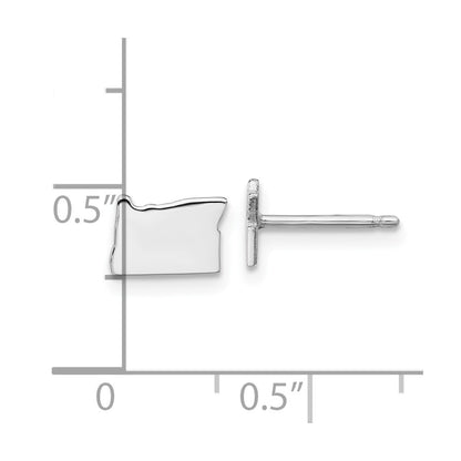 Sterling Silver Silver/Rhodium Plated Oregon State Earrings