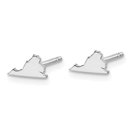 Sterling Silver Silver/Rhodium Plated Virginia State Earrings