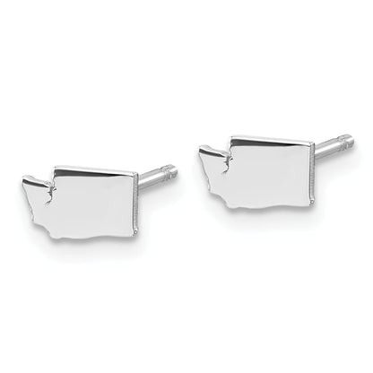 Sterling Silver Silver/Rhodium Plated Washington State Earrings