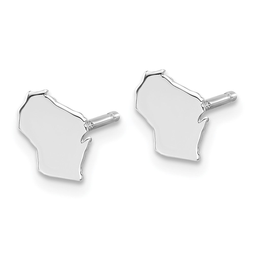 14K White Gold 14Kw Wisconsin State Earrings