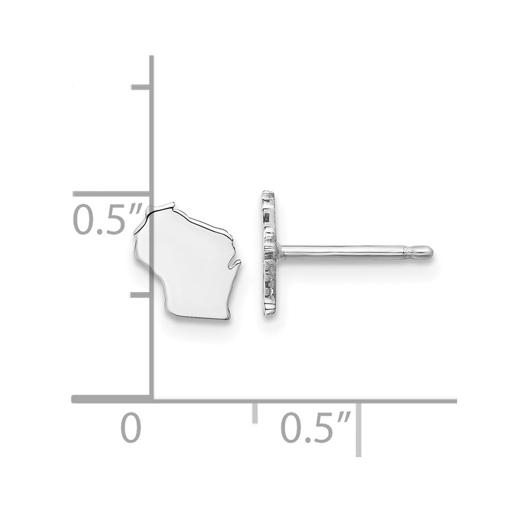 14K White Gold 14Kw Wisconsin State Earrings