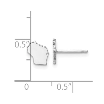 14K White Gold 14Kw Wisconsin State Earrings