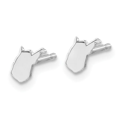 Sterling Silver Silver/Rhodium Plated West Virginia State Earrings