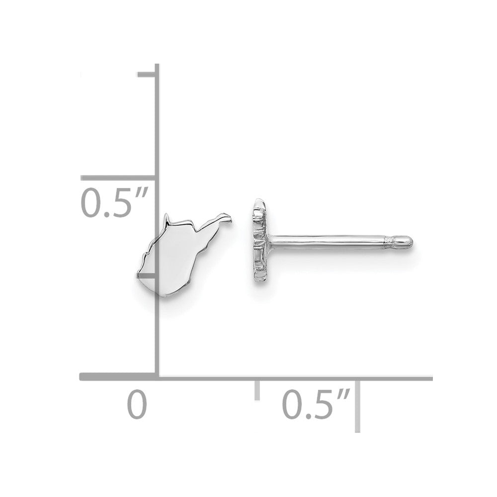 Sterling Silver Silver/Rhodium Plated West Virginia State Earrings