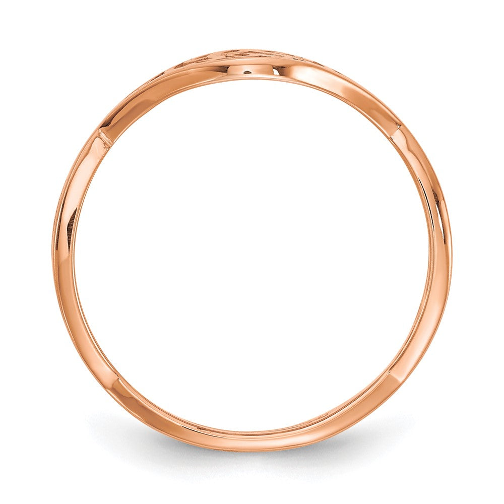 14K Rose Gold Twisted Band With Epoxy Monogram Ring (Size 7 Only)