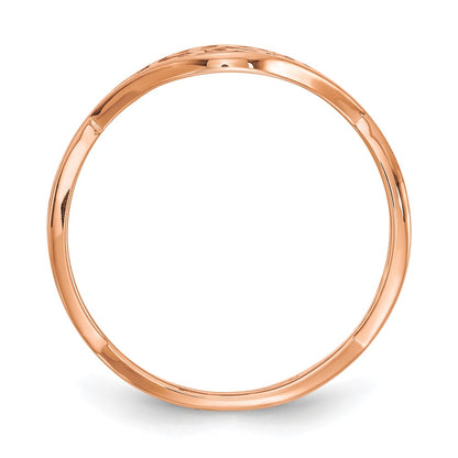 14K Rose Gold Twisted Band With Epoxy Monogram Ring (Size 7 Only)