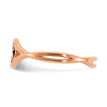 14K Rose Gold Twisted Band With Epoxy Monogram Ring (Size 7 Only)