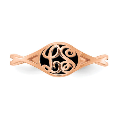 14K Rose Gold Twisted Band With Epoxy Monogram Ring (Size 7 Only)