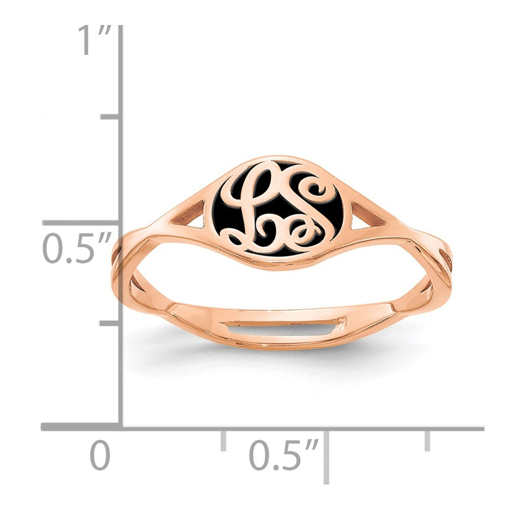 14K Rose Gold Twisted Band With Epoxy Monogram Ring (Size 7 Only)