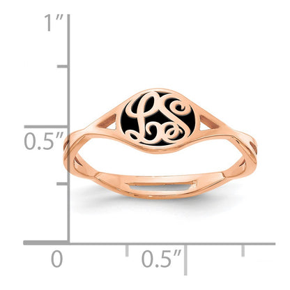 14K Rose Gold Twisted Band With Epoxy Monogram Ring (Size 7 Only)