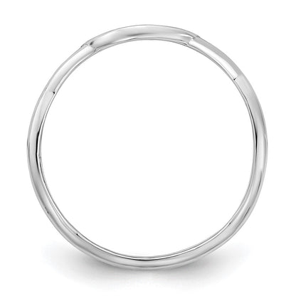 14K White Gold Epoxied Twisted Band Initial Ring
