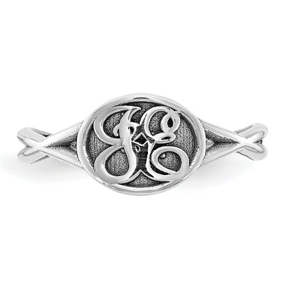 14K White Gold Twisted Band With Epoxy Monogram Ring