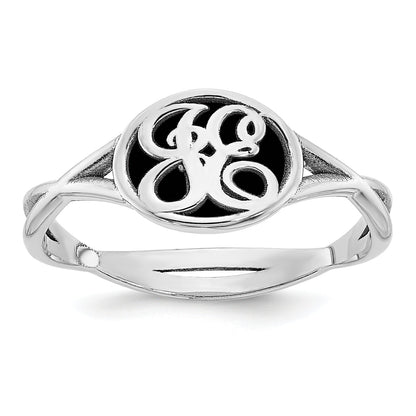 14K White Gold Twisted Band With Epoxy Monogram Ring