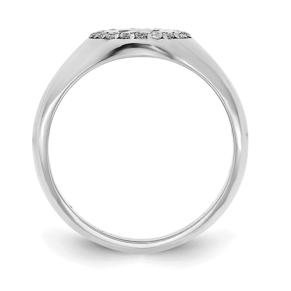 14K White Gold Classic Initial Oval With Diamond Ring