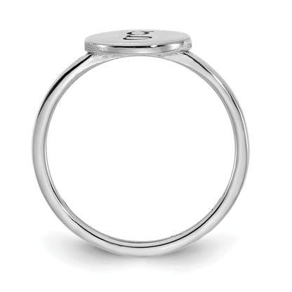 14K White Gold Oval Initial Ring