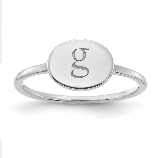 14K White Gold Oval Initial Ring