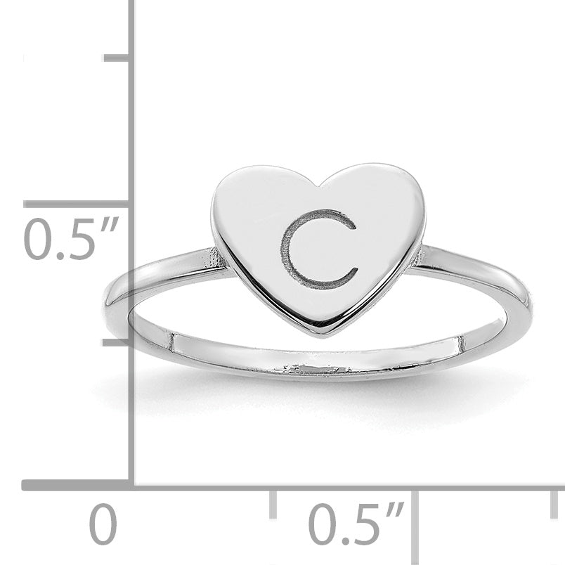 14K White Gold Initial Heart Ring