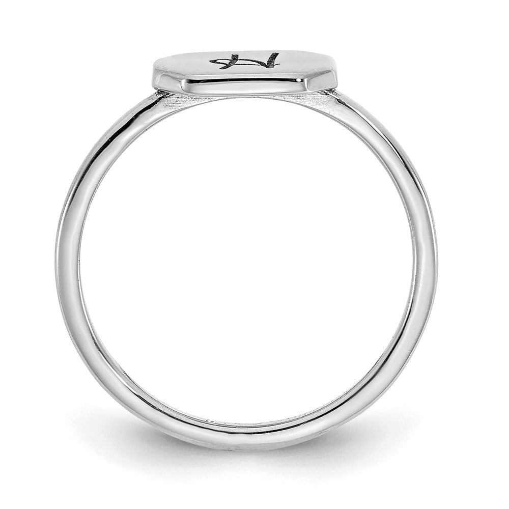 14K White Gold Initial Ring