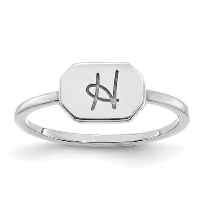 14K White Gold Initial Ring