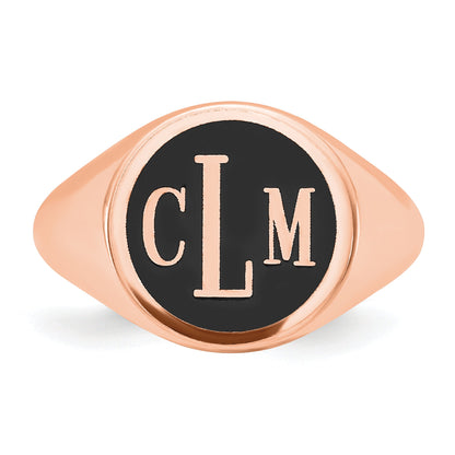 Rose Plated Sterling Silver/Rose With Epoxy Monogram Ring
