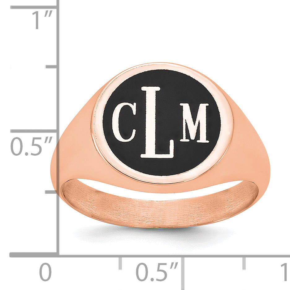 Rose Plated Sterling Silver/Rose With Epoxy Monogram Ring