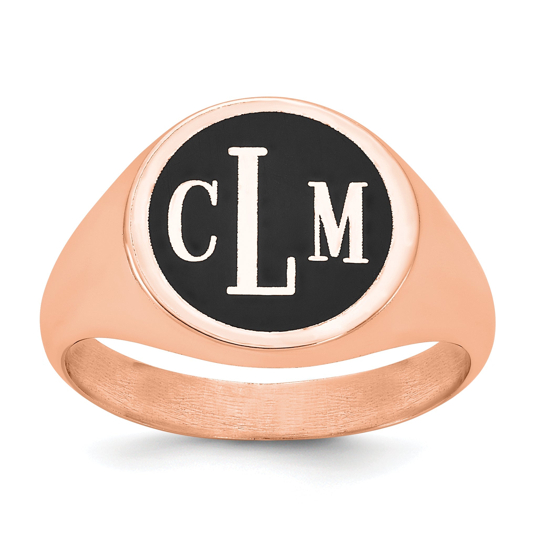 Rose Plated Sterling Silver/Rose With Epoxy Monogram Ring