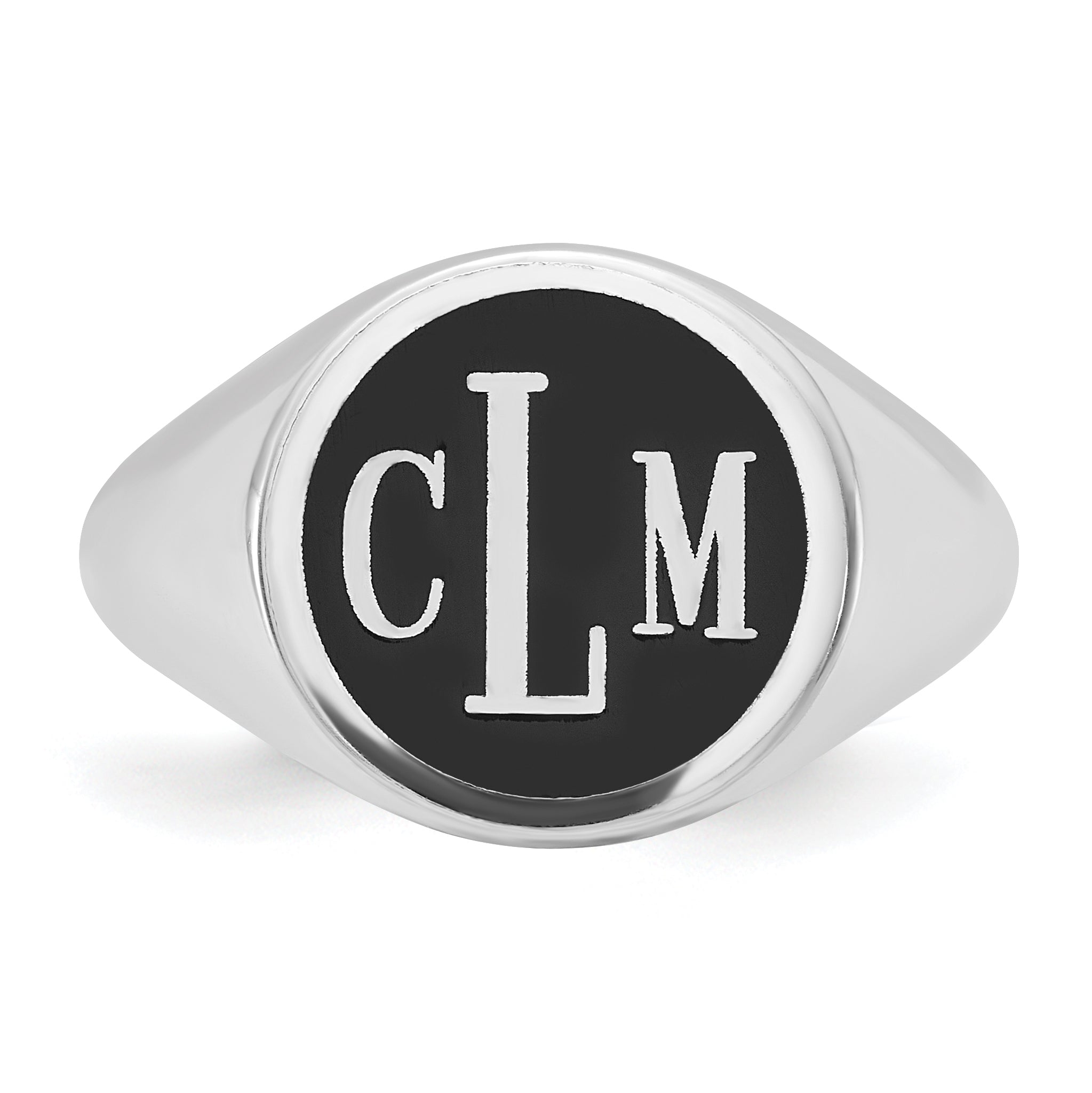 14K White Gold With Epoxy Monogram Ring