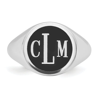 14K White Gold With Epoxy Monogram Ring