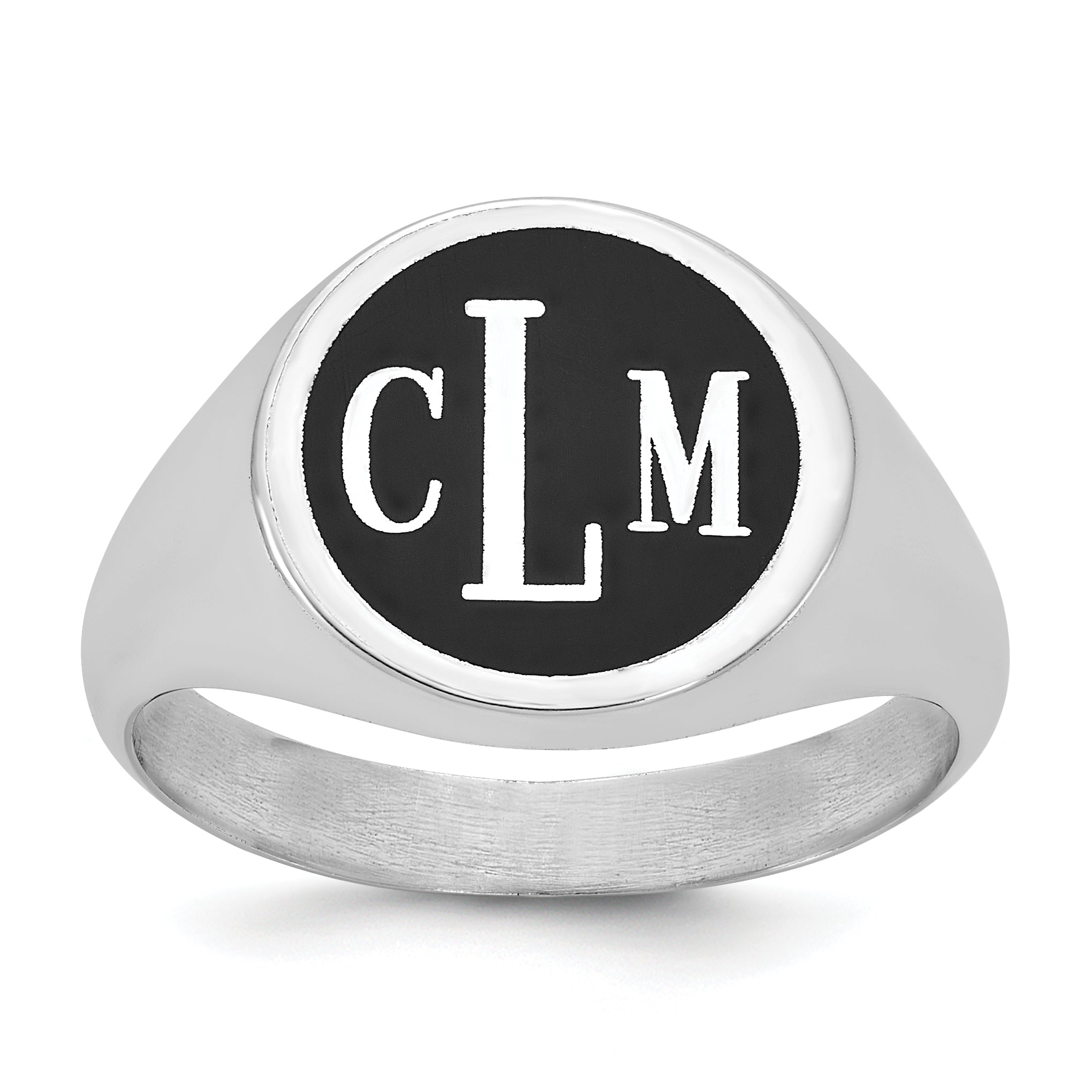 14K White Gold With Epoxy Monogram Ring