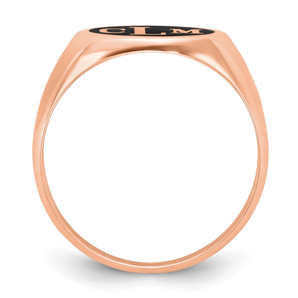 Rose Plated Sterling Silver/Rose With Epoxy Monogram Ring