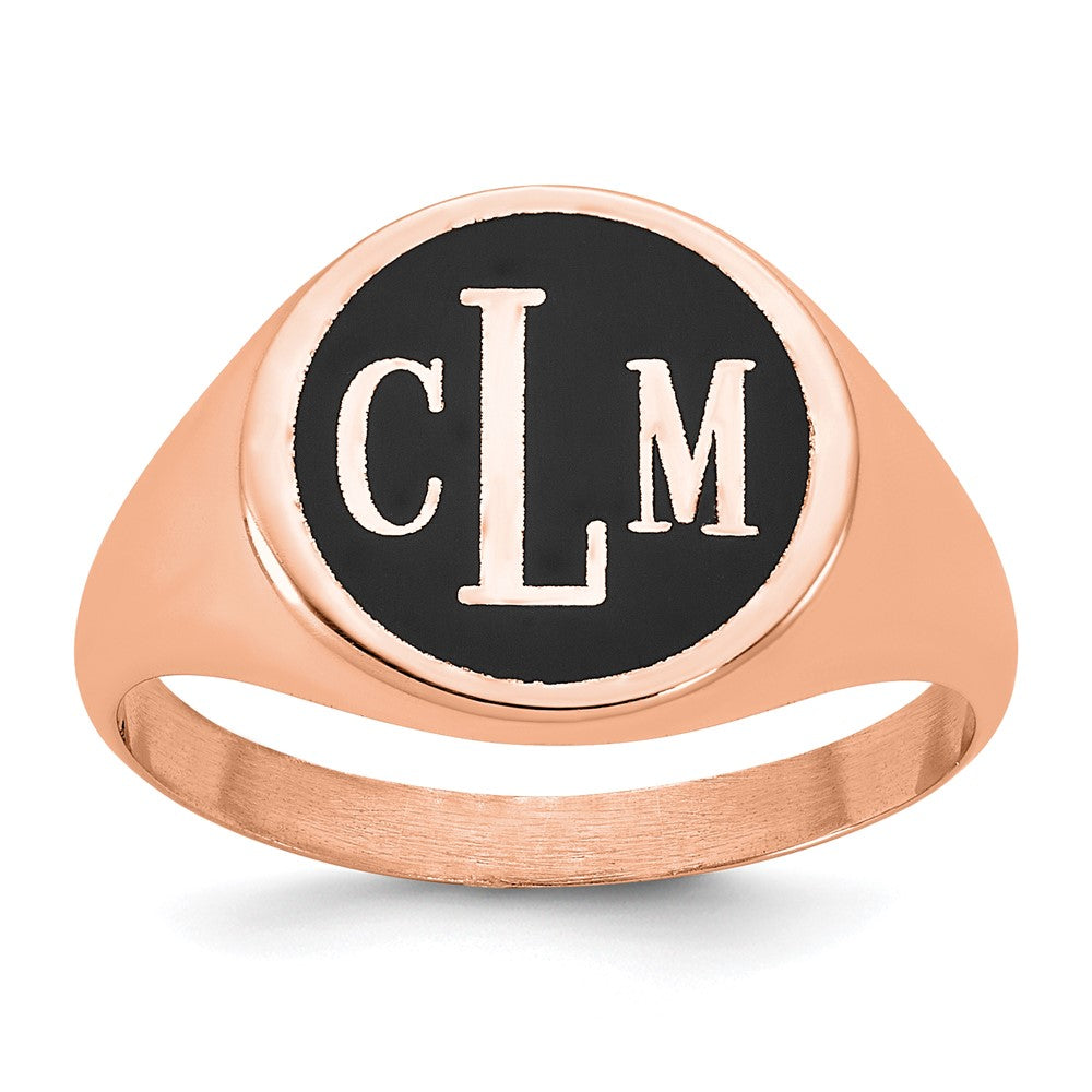 Rose Plated Sterling Silver/Rose With Epoxy Monogram Ring