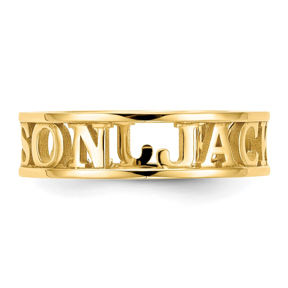 Gold Plated Sterling Silver/Gold Cut Out Name Ring
