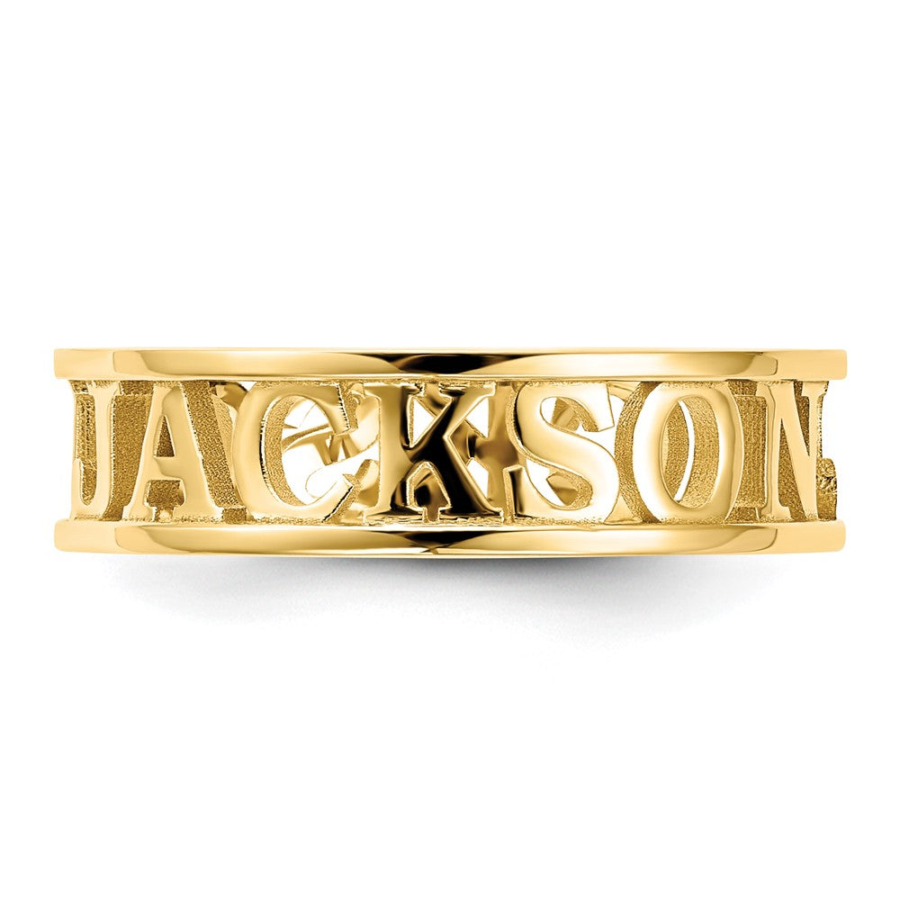 Gold Plated Sterling Silver/Gold Cut Out Name Ring