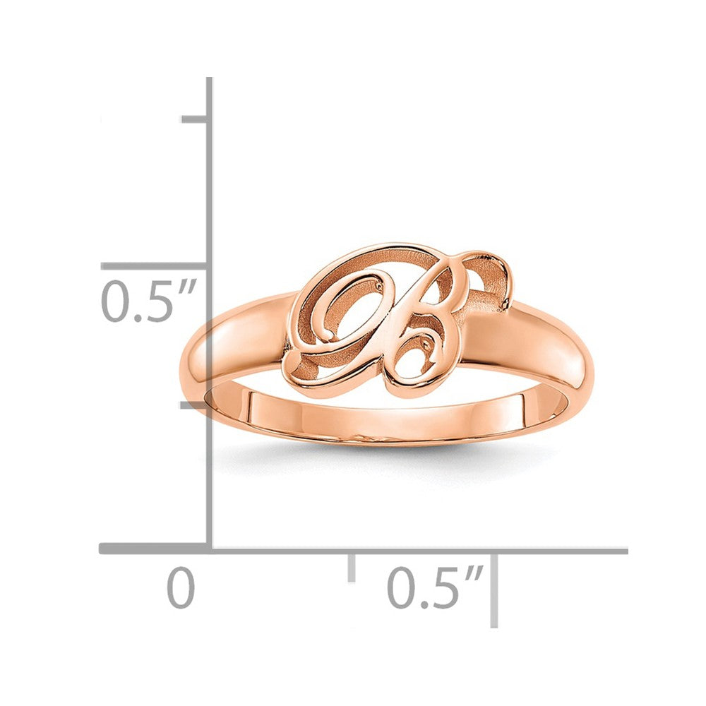 Rose Plated Sterling Silver/Rose Script Initial Ring