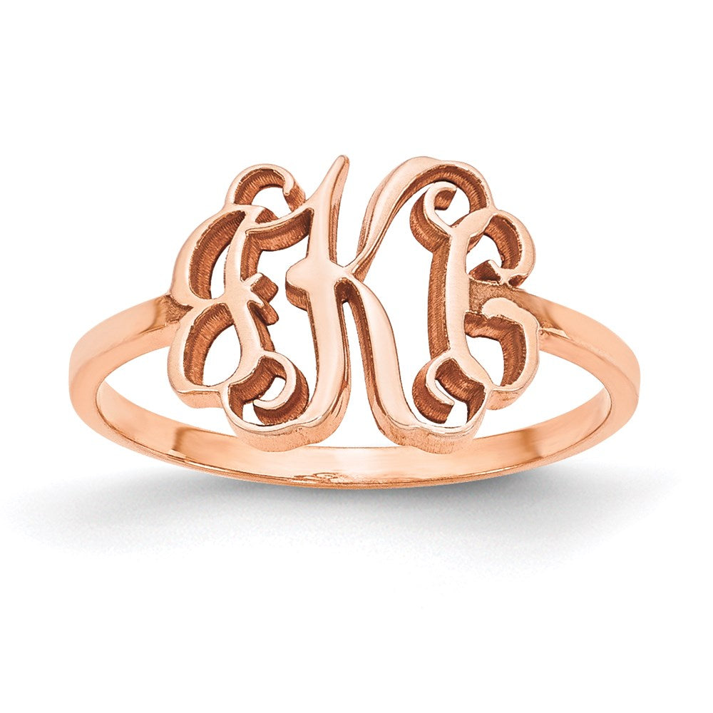 Rose Plated Sterling Silver/Rose Monogram Ring