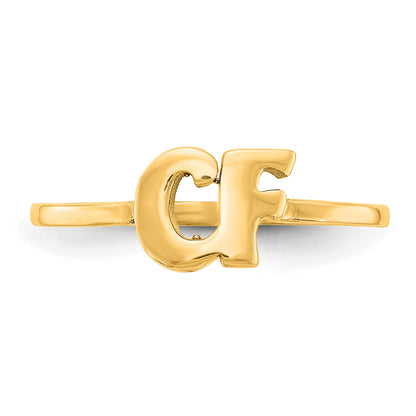 14K Yellow Gold Script Or Block Font Double Initial Ring
