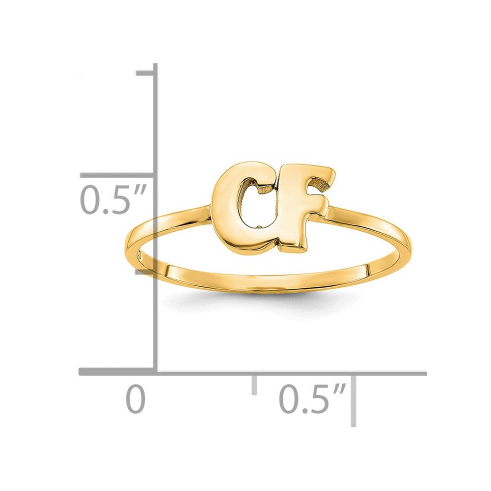Gold Plated Sterling Silver/Gold Script Or Block Font Double Initial Ring