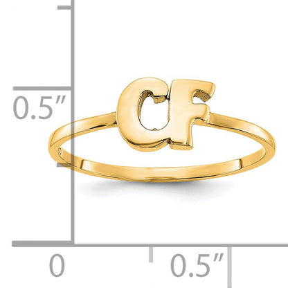 14K Yellow Gold Script Or Block Font Double Initial Ring