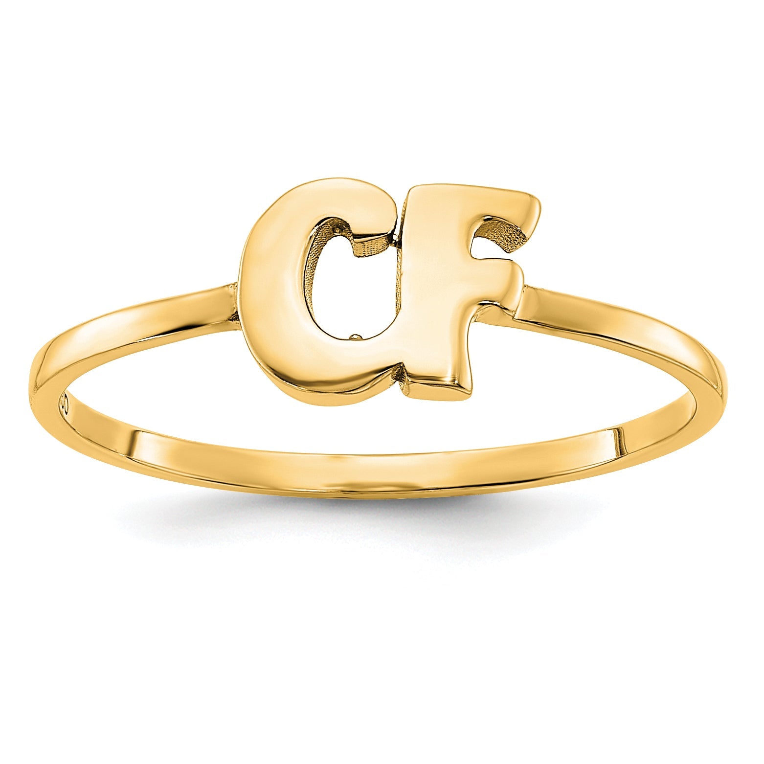 14K Yellow Gold Script Or Block Font Double Initial Ring