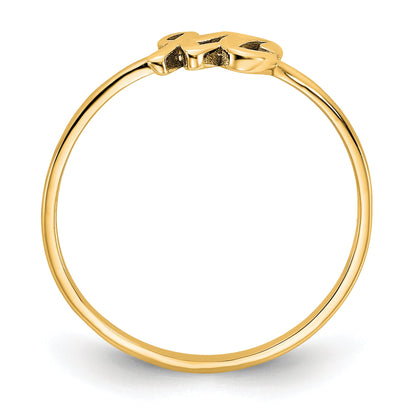 14K Yellow Gold Script Or Block Font Double Initial Ring