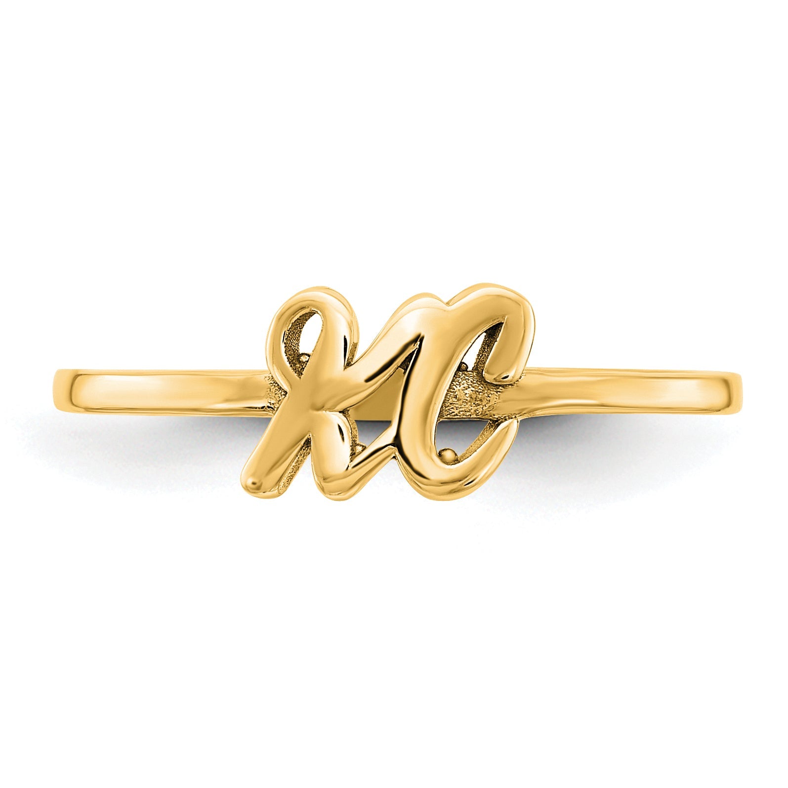 14K Yellow Gold Script Or Block Font Double Initial Ring