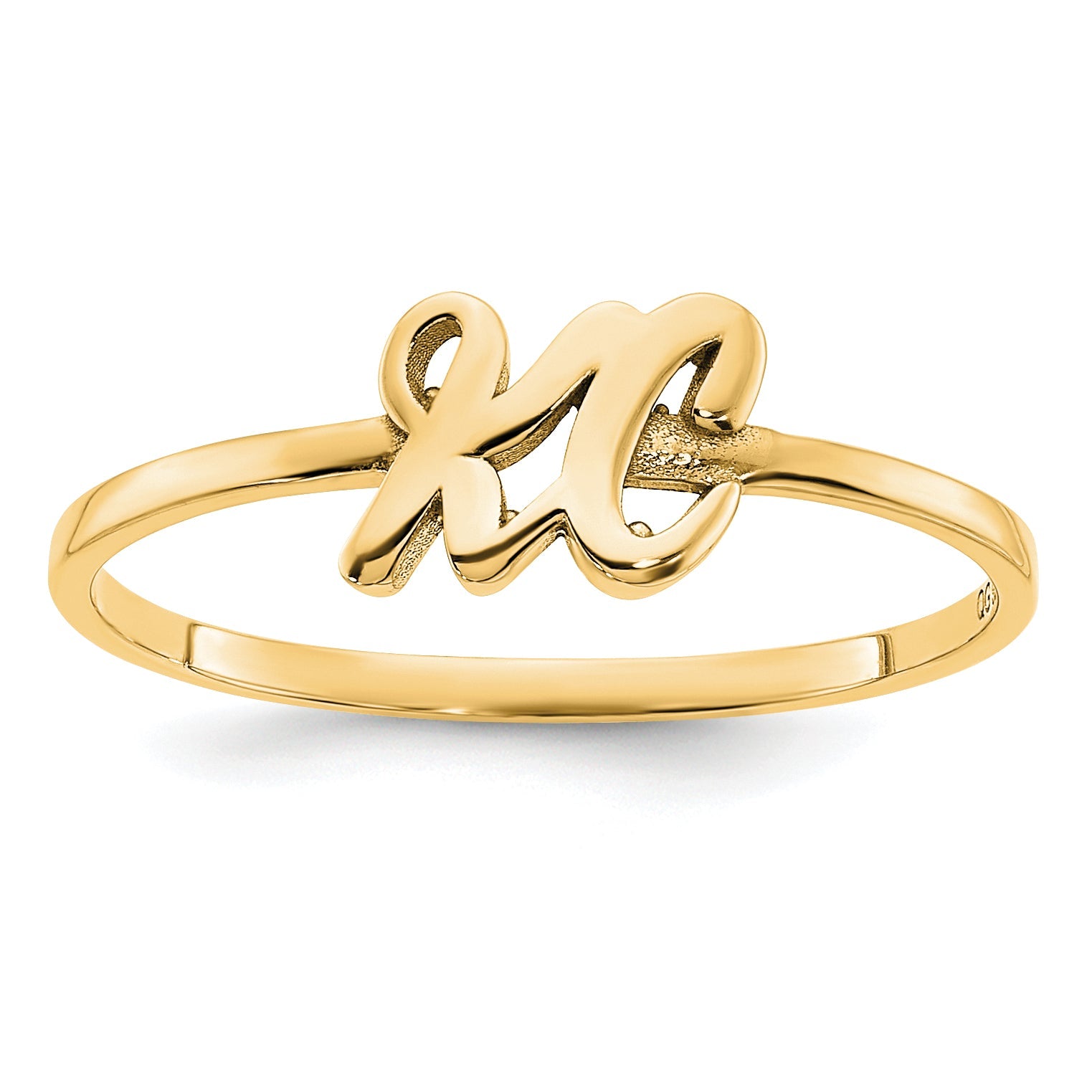 14K Yellow Gold Script Or Block Font Double Initial Ring