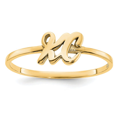 14K Yellow Gold Script Or Block Font Double Initial Ring