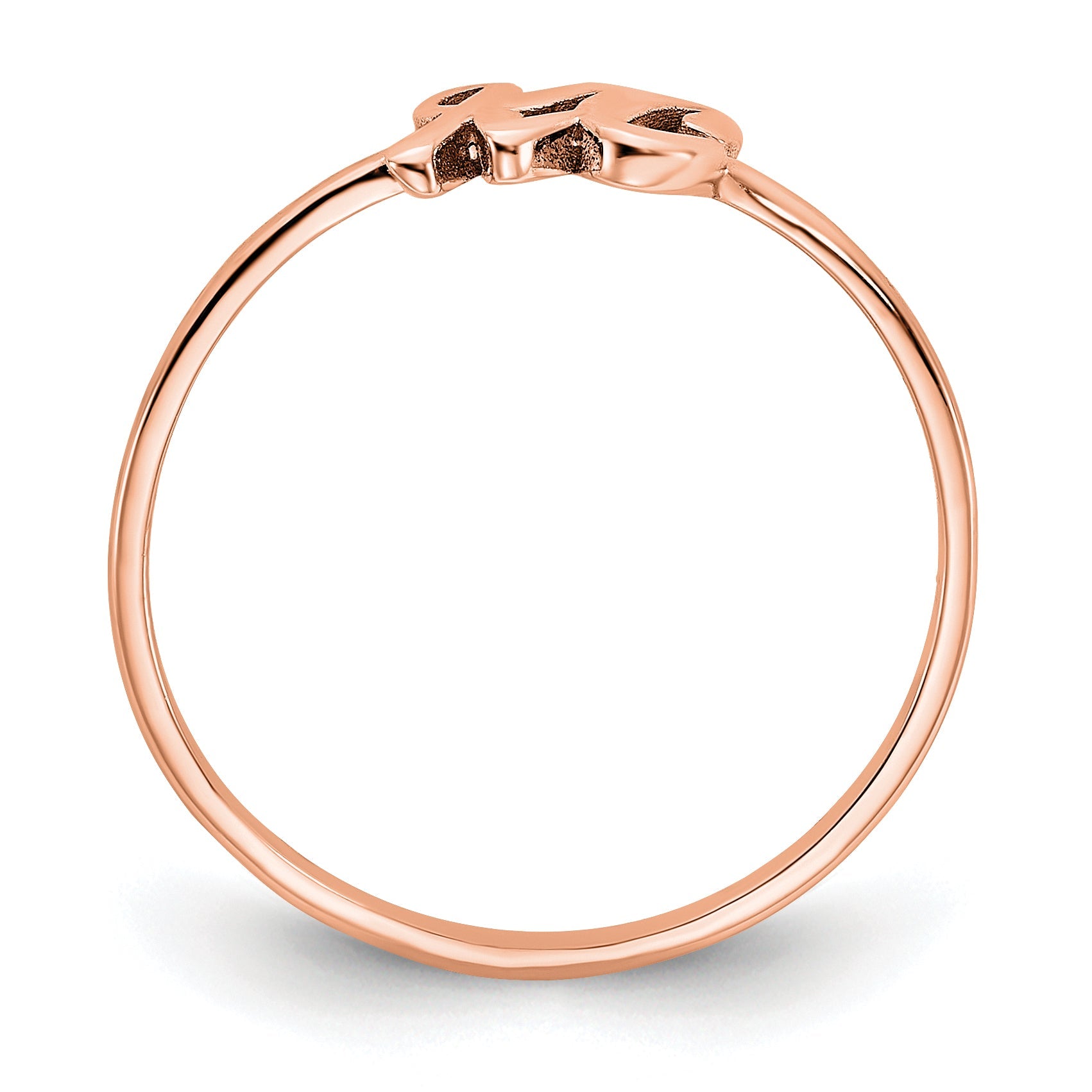 Rose Plated Sterling Silver/Rose Script Or Block Font Double Initial Ring