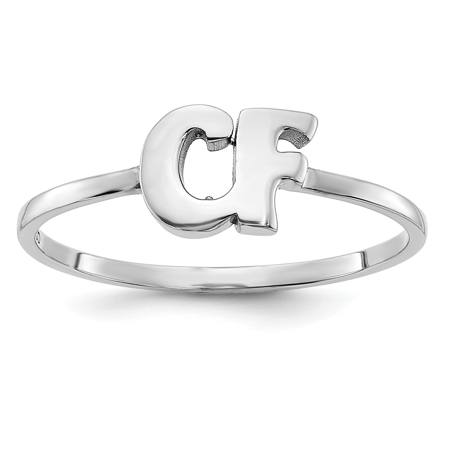 14K White Gold 14Kk Script Or Block Font Double Initial Ring