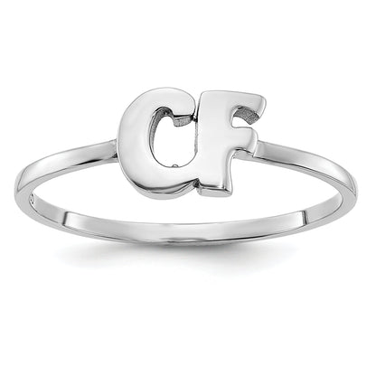 14K White Gold 14Kk Script Or Block Font Double Initial Ring