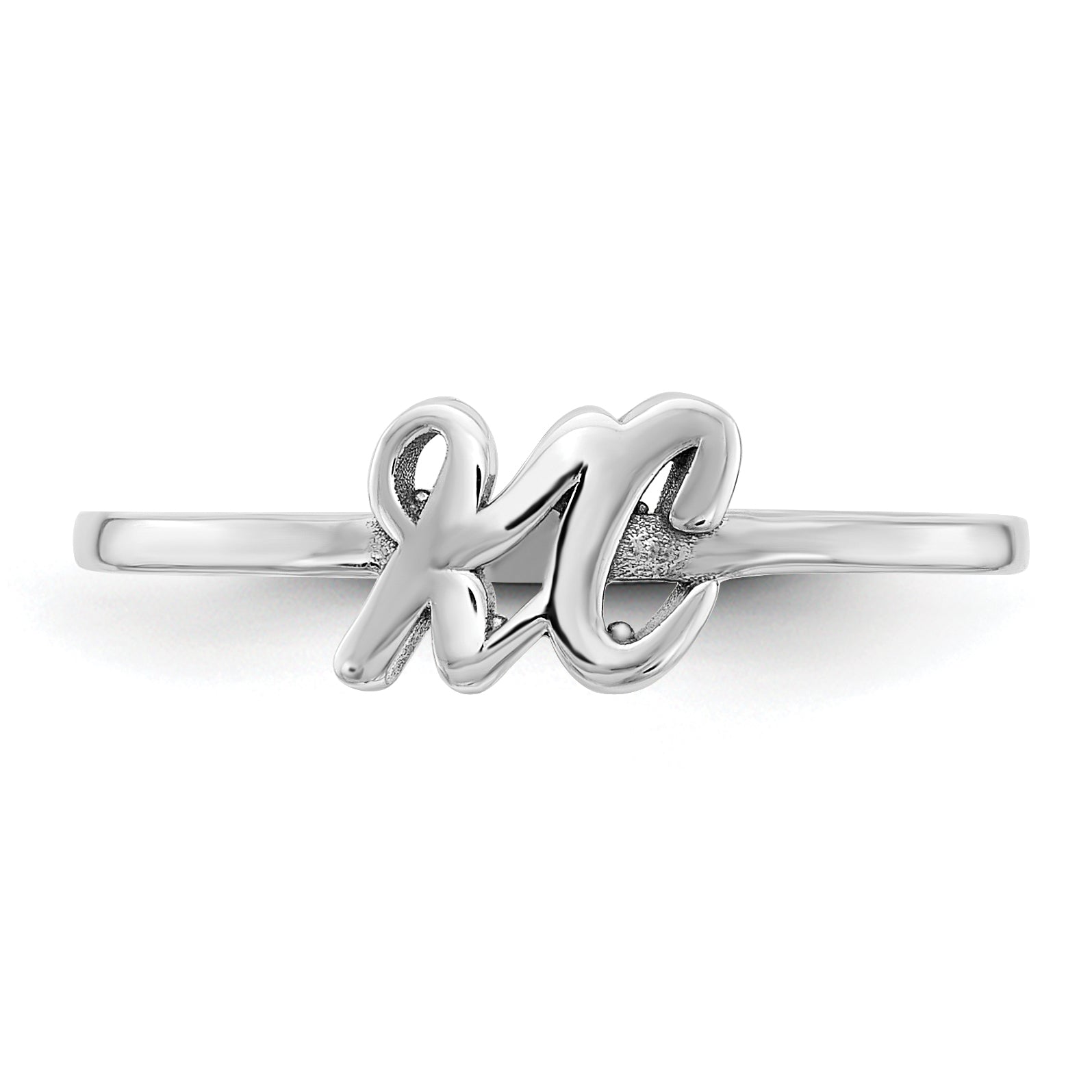 14K White Gold 14Kk Script Or Block Font Double Initial Ring