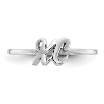 14K White Gold 14Kk Script Or Block Font Double Initial Ring