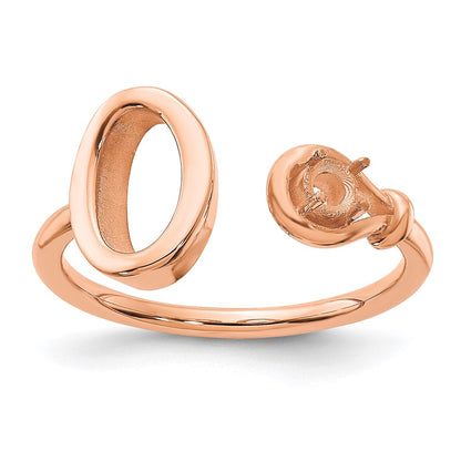 Rose Plated Sterling Silver/Rose Letter O With Birthstone Ring